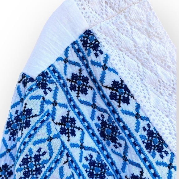 Sundance womens PS l.   long sleeve white blue boho shirt top blouse embroidered - Picture 5 of 9